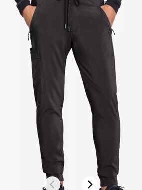 Men's Black Cargo Jogger Scrub Pants with Utility Pocket